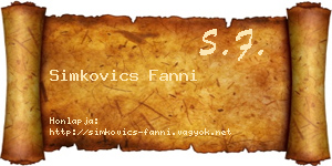 Simkovics Fanni névjegykártya